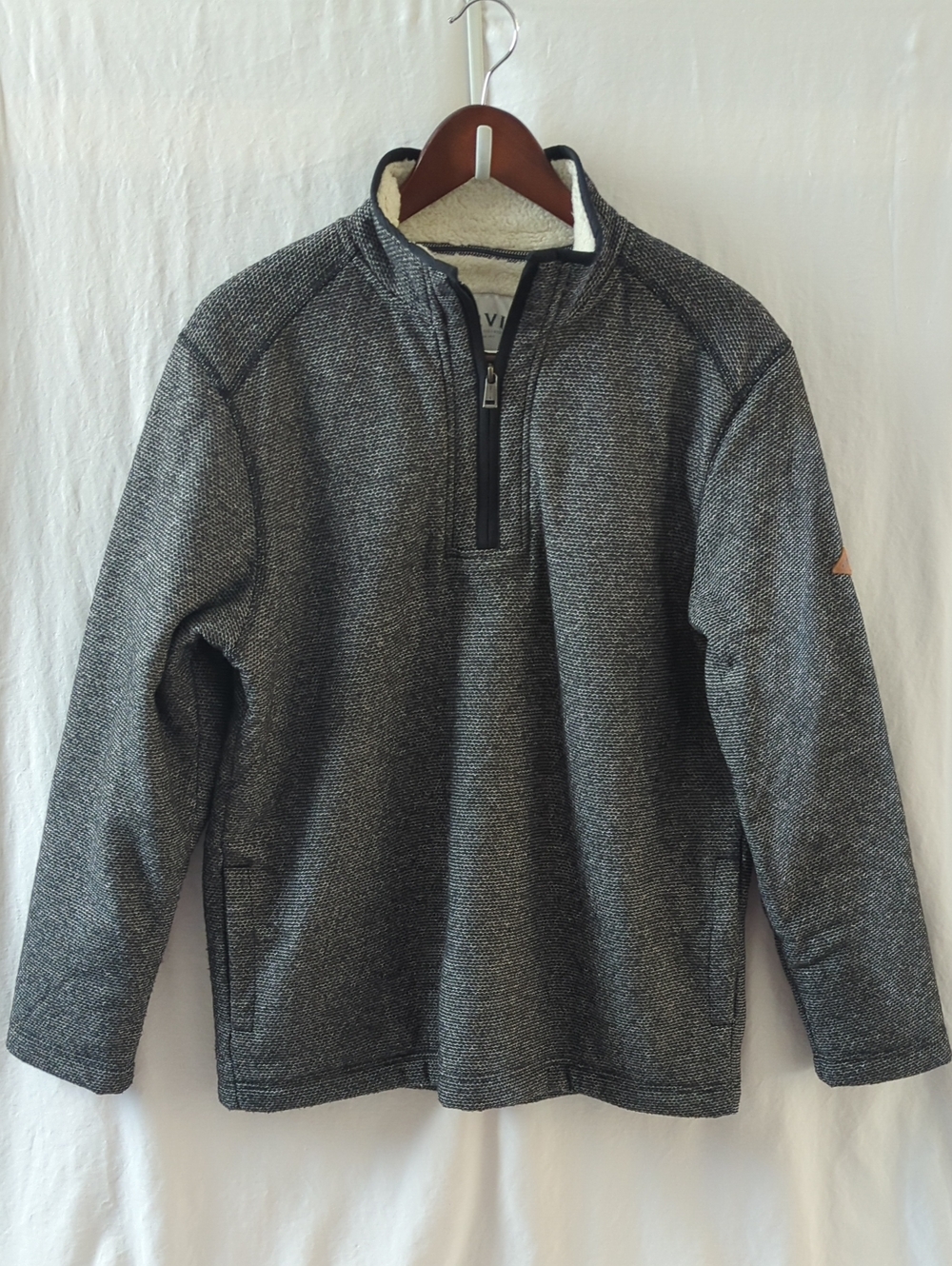 Orvis Men's Brighton Sherpa Lined Quarter Zip Pullover Sweater Gray M